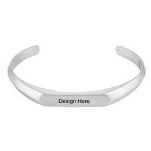 Cargar imagen en el visor de la galería, Brazalete Estrecho Abierto / Pulsera para Hombre en Plata 925 / Cobre S0039 Grabado Personalizado con Texto Nombre
