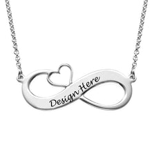 Cargar imagen en el visor de la galería, Collar con Símbolo de Infinito y Corazón de Plata / Cobre para Mujer X0077 Grabado Personalizado con Texto Nombre
