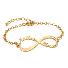 Cargar imagen en el visor de la galería, Pulsera de cobre / plata de ley 925 ajustable elegante chapado de oro rosa de 18 quilates para mujer S0004 Personalizada con texto nombre
