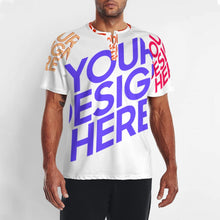 Cargar imagen en el visor de la galería, Camiseta Raglan manga corta para hombre DT36 con tres botones personalizado con foto patrón texto (impresión de imágenes múltiples)
