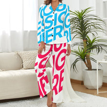 Cargar imagen en el visor de la galería, Homewear DTZREV1 Pijama de satén de dos piezas para mujer personalizado con patrón foto texto (impresión de imagen única)
