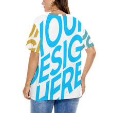 Cargar imagen en el visor de la galería, Camiseta casual manga corta talla grande para mujer A562 Personalizada con Impresión Completa de múltiples imágenes con Foto Logo Patrón Texto
