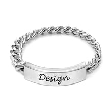 Cargar imagen en el visor de la galería, Anillo de cadena J0008 Personalizado de plata de ley 925 para mujer hombre Grabado con texto nombre letras
