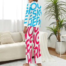 Cargar imagen en el visor de la galería, Homewear DTZREV1 Pijama de satén de dos piezas para mujer personalizado con patrón foto texto (impresión de imagen única)
