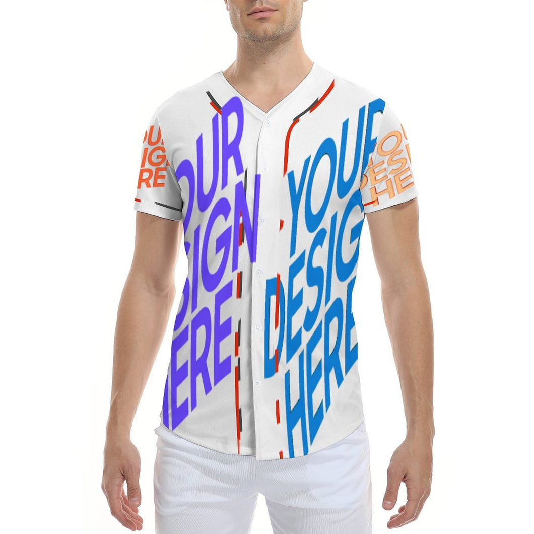 Camiseta de béisbol con botones completos para hombre J50T personalizado con patrón foto texto (impresión de imágenes múltiples)
