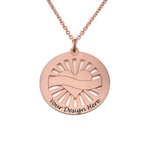 Cargar imagen en el visor de la galería, Collar Grabado de Colgante Redondo Corazón para Mujer X0082 Personalizado con Texto Nombre en Plata de Ley 925 / Cobre Bañado Oro Rosa
