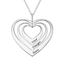Cargar imagen en el visor de la galería, Collar en Plata 925 / Cobre con Tres Corazones para Mujer X0085 Grabado Personalizado con Texto Nombre
