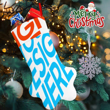 Cargar imagen en el visor de la galería, Decoración de Navidad calcetín navideño con forma de pata de perro personalizado con patrón foto texto
