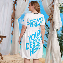 Cargar imagen en el visor de la galería, Vestido de Talla Grande Manga Corta Cintura Elástica para Mujer NZ034 Personalizado con Impresión Completa con Foto Logo Patrón Texto
