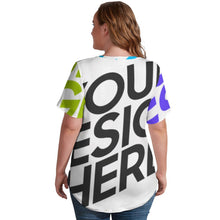 Cargar imagen en el visor de la galería, Camiseta de manga corta con cuello en V talla grande de moda para mujer NZ109 Personalizada con Impresión Completa de múltiples imágenes con Foto Logo Patrón Texto
