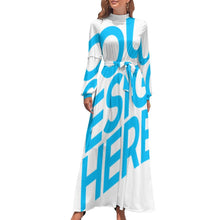 Cargar imagen en el visor de la galería, Vestido largo de cintura elástica elegante de moda para mujer XQ Personalizado con Impresión Completa de una imagen con Foto Logo Patrón Texto
