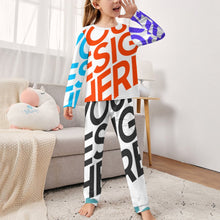 Cargar imagen en el visor de la galería, Pijama Traje largo cómodo casual con cuello redondo estamapdo para niñas JTZ Personalizado con Impresión Completa de múltiples imágenes con Foto Logo Patrón Texto
