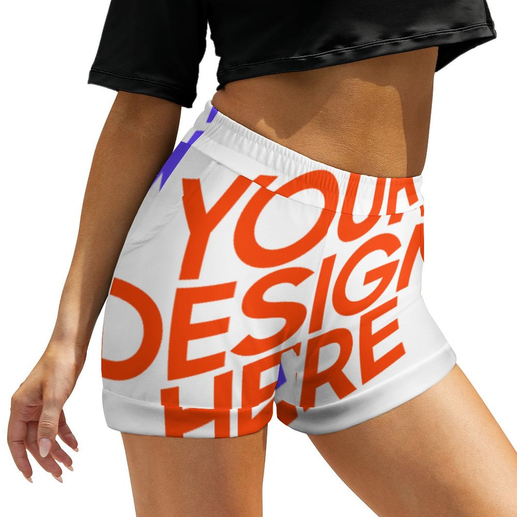 Shorts deportivos Pantalones cortos casuales elásticos para mujer DP Personalizados con Impresión Completa de múltiples imágenes con Foto Logo Patrón Texto