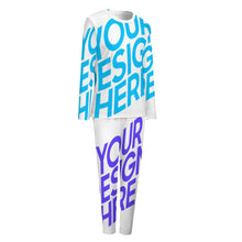 Cargar imagen en el visor de la galería, Traje de Pijama Suave de Dos Piezas Casual Manga Larga para Mujer BTZ Personalizado con Impresión Completa de dos imágenes con Foto Logo Patrón Texto
