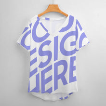 Cargar imagen en el visor de la galería, Camiseta de Manga Corta con Cuello en V para Mujer NZ109 Personalizada con Impresión Completa de una imagen con Foto Logo Patrón Texto
