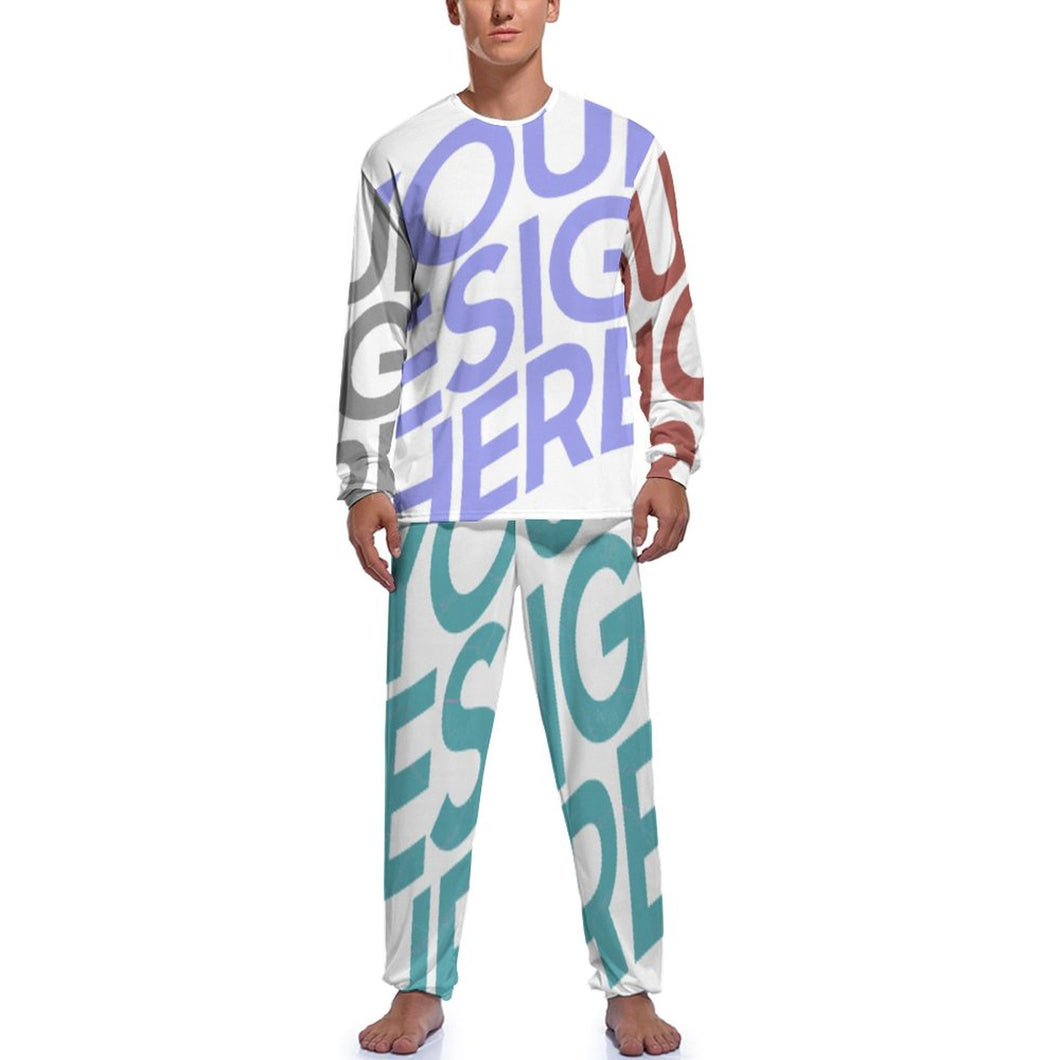 Traje de Pijama de dos piezas / Ropa de Casa cuello redondo manga larga para hombre JJ1201 Personalizada con Impresión Completa de múltiples imágenes con Foto Logo Patrón Texto