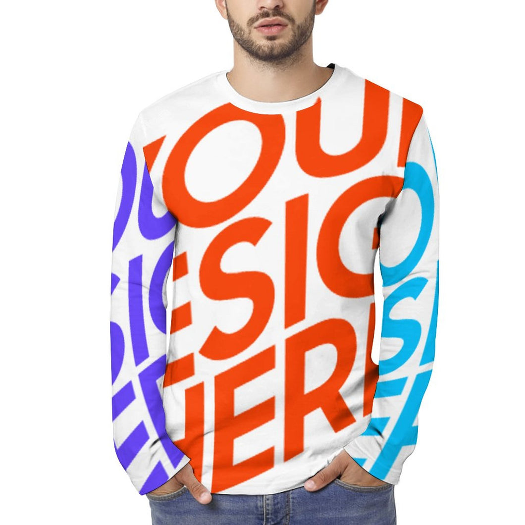 Camiseta ligera de manga larga con estampado para hombre EL Personalizada con Impresión Completa de múltiples imágenes con Foto Logo Patrón Texto