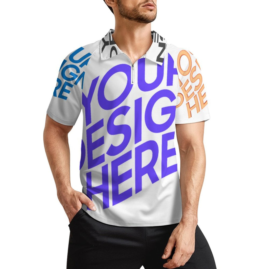 Polo deportivo ultraligero camisa funcional de manga corta para hombre con cremallera LTPL20 personalizado con foto patrón texto (impresión de imágenes múltiples)