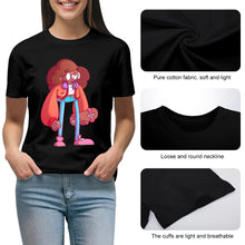 Cargar imagen en el visor de la galería, Camiseta 100% algodón suave casual talla grande manga corta para mujer FS0803125 Personalizada con Impresión Trasera de una imagen con Foto Logo Patrón Texto
