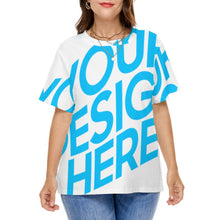 Cargar imagen en el visor de la galería, Camiseta casual manga corta talla grande para mujer A562 Personalizada con Impresión Completa de una imagen con Foto Logo Patrón Texto
