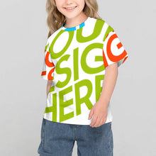 Cargar imagen en el visor de la galería, Camiseta de manga corta con estampado completo para niños y niñas personalizado con patrón foto texto (impresión de imágenes múltiples)
