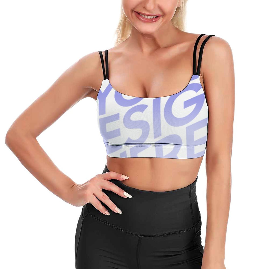 Sujetador Deportivo con Tirantes para Gimnasio Fitness Entrenamiento de Mujer YJ034 Personalizado con Impresión Completa de múltiples imágenes con Foto Logo Patrón Texto