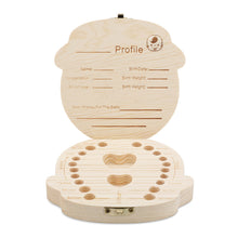Cargar imagen en el visor de la galería, Caja de dientes de bebé, organizador de madera para niños para dientes de bebé, lindo recipiente de dientes para niños con pinzas y botella lanugo para mantener la memoria de la infancia YT1203000 Personalizado Personalizada con Foto, Texto o Logo
