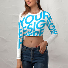 Cargar imagen en el visor de la galería, Camiseta / Crop Top de Manga Larga Sexy para Mujer NZ108 Personalizada con Impresión Completa con Foto Logo Patrón Texto
