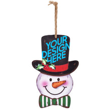 Cargar imagen en el visor de la galería, Cartel de Madera de Muñeco de Nieve de Navidad con Diseño Personalizado Personalizada de Tus Imágenes o Textos
