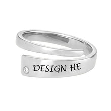 Cargar imagen en el visor de la galería, Anillo con circonita cúbica para mujer hombre / plata de ley 925 / chapado en oro de 18 quilates / chapado en oro rosa de 18 quilates / anillo con nombre texto con grabado J0003 Personalizado
