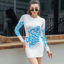 Cargar imagen en el visor de la galería, Vestido Ajustado de Manga Larga Sexy para Mujer T10 Personalizado con Impresión Completa con Foto Logo Patrón Texto
