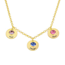 Cargar imagen en el visor de la galería, Collar Inicial de Colgantes con Piedra de Nacimiento en Plata de Ley 925 / Cobre X0084 Grabado Personalizado con Texto Nombre
