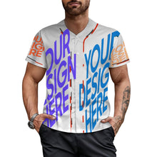 Cargar imagen en el visor de la galería, Camiseta de béisbol con botones completos para hombre J50T personalizado con patrón foto texto (impresión de imágenes múltiples)
