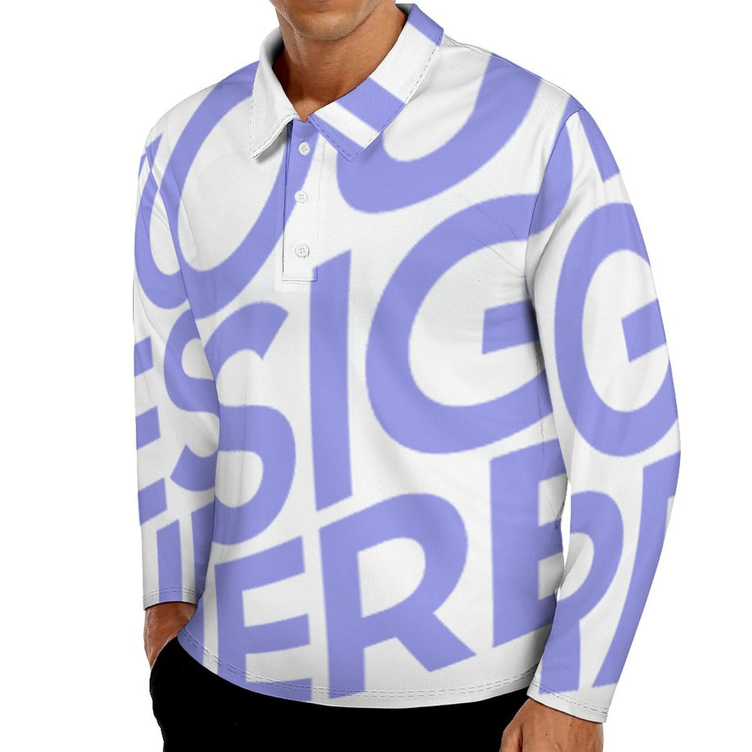 Polo Casual Elegante Manga Larga / Camisa Solapa Clásica para Hombre SDS008 Personalizado con Impresión Completa de una imagen con Foto Logo Patrón Texto