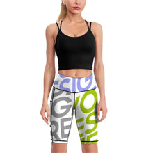 Cargar imagen en el visor de la galería, Pantalones de Yoga Cintura Alta Leggings de Yoga 1/2 para Mujer Y011B Personalizados con Impresión Completa de múltiples imágenes con Foto Logo Patrón Texto
