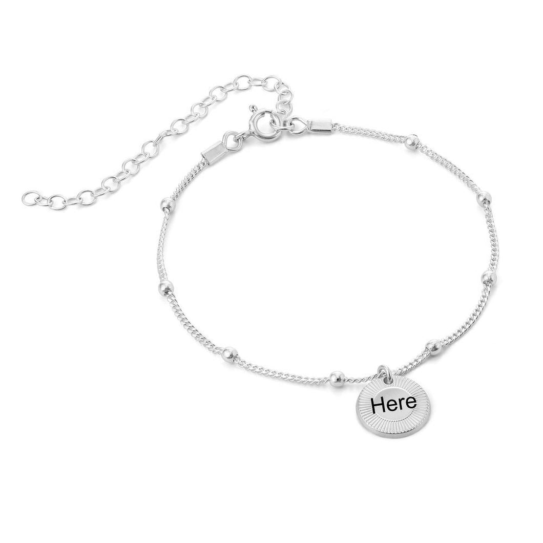 Pulsera de plata / cobre de ley 925 longitud ajustable  con letras para mujer Chapada en Oro / Oro Rosa de 18 quilates S0015 Personalizada