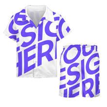 Cargar imagen en el visor de la galería, Conjunto playero playera manga corta y shorts niño (2 piezas) A27TZ personalizado con patrón foto texto (impresión de imagen única)
