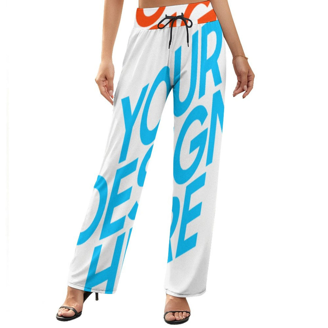 Pantalones Holgados de cintura elástica de piernas anchas para mujer NZ203 Personalizados con Impresión Completa de múltiples imágenes con Foto Logo Patrón Texto