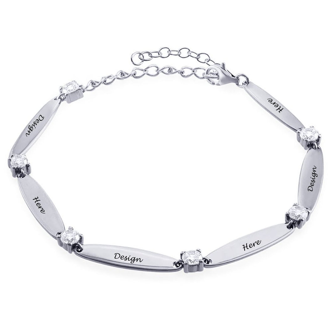 Pulsera de plata de ley 925 con circonita cúbica brillante Chapada en Oro Rosa de 18 Quilates para mujer hombre S0013 Personalizada