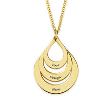 Cargar imagen en el visor de la galería, Collar Grabado en Forma de Gota para Familia Mujer Hombre X0062 Personalizado con Texto Nombre de Plata de Ley 925 / Cobre
