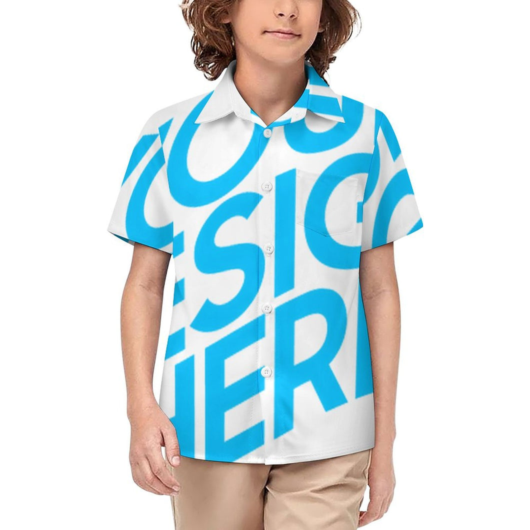 Camisa niño manga corta con bolsillo 225 personalizado con patrón foto texto (impresión de imagen única)
