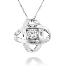 Cargar imagen en el visor de la galería, Collar Personalizado con Anillo Mobius Doble Piedra Natal X0028 con texto nombre para mujer hombre Longitud Ajustable en plata de ley 925 chapado de oro rosa de 18K
