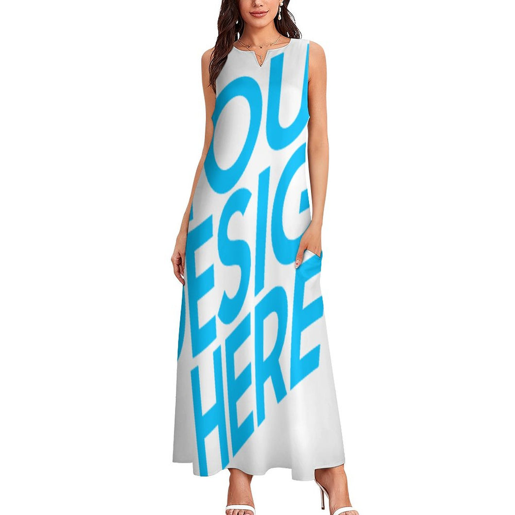 Vestido largo sin mangas con Estampado tallas grandes para mujer GQ Personalizado con Impresión Completa de una imagen con Foto Logo Patrón Texto