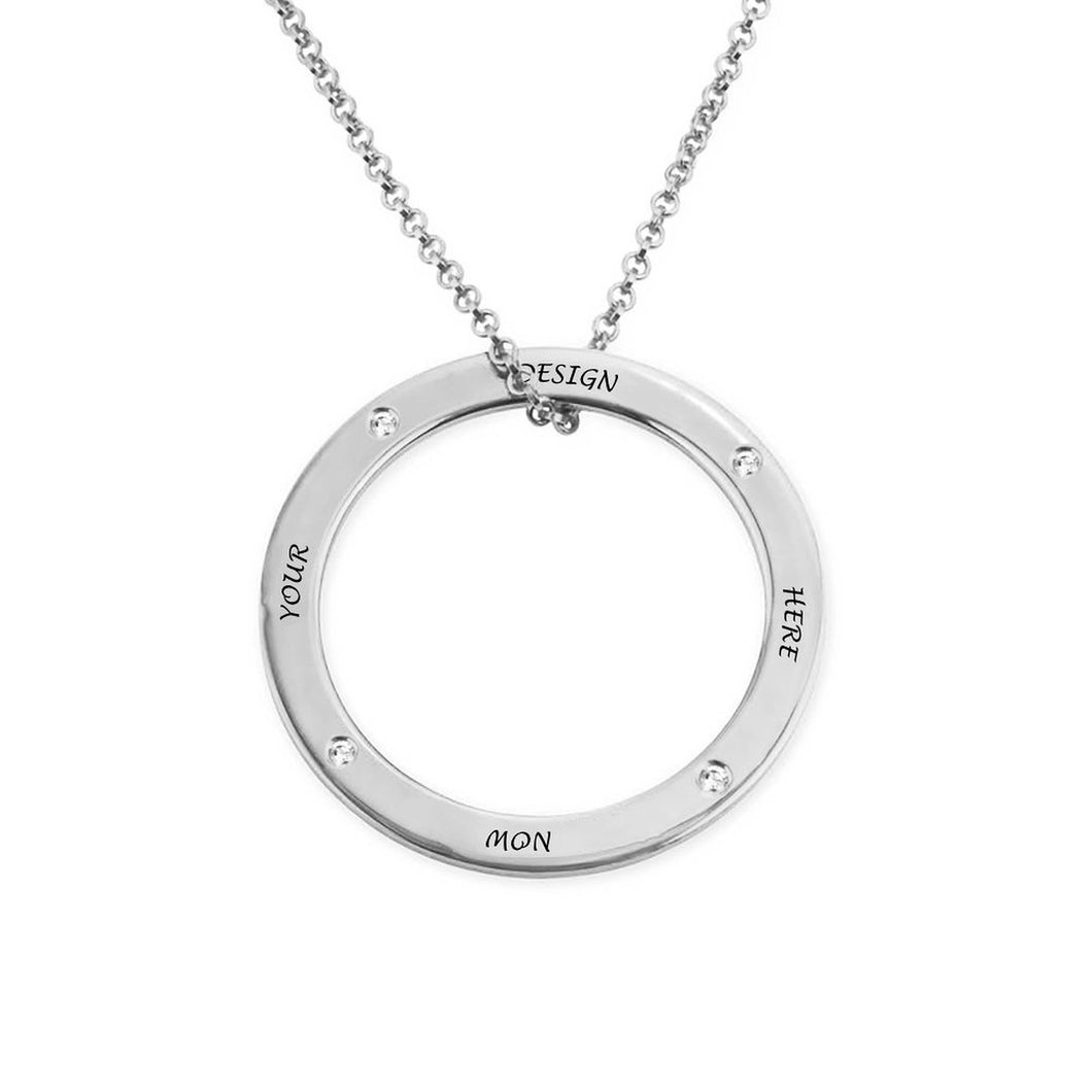 Collar con anillo circonitas cubicas en plata de ley 925 chapado de oro rosa de 18K para mujer X0059 personalizado con texto nombre