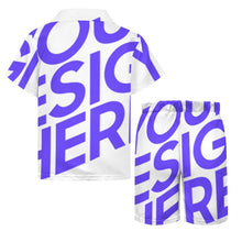 Cargar imagen en el visor de la galería, Conjunto playero playera manga corta y shorts niño (2 piezas) A27TZ personalizado con patrón foto texto (impresión de imagen única)
