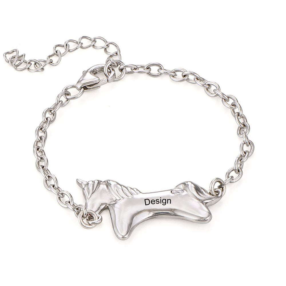 Pulsera con Unicornio Grabado para Mujer Hombre S0040 Personalizada con Texto Nombre