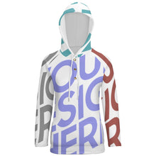 Cargar imagen en el visor de la galería, Sudadera Deportiva con Estampado Botones Capucha para mujer QH Personalizada con impresión completa de múltiples imágenes con Foto Logo Patrón Texto
