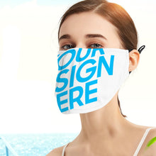 Cargar imagen en el visor de la galería, Máscara Facial de Una Pieza KZ02 sin Filtro de Poliéster con Diseño Personalizado Personalizada con Foto, Texto o Logo

