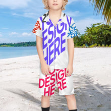 Cargar imagen en el visor de la galería, Conjunto playero de manga corta y shorts para niño (2 piezas) A27TZ personalizado con patrón texto nombre (impresión de imágenes múltiples)
