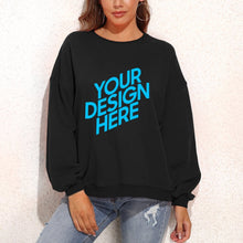 Cargar imagen en el visor de la galería, Sudadera para mujer con mangas abullonadas de vellón holgada con cuello redondo y hombros caídos  casual NZ2205185 D85 Personalizada con Foto, Texto o Logo
